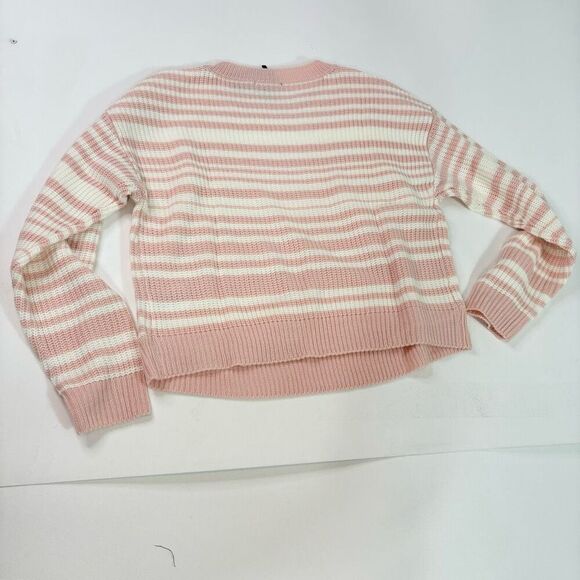 Wednesday's Girl Sweater Women 12 Pink Stripe LongSleeve Pullover NWT Fall Knit - Picture 7 of 9